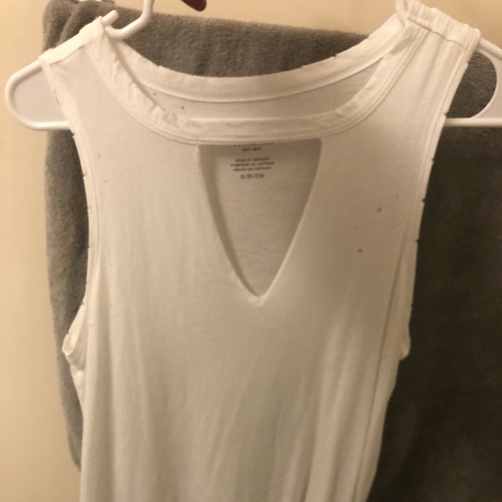 White distressed tank top